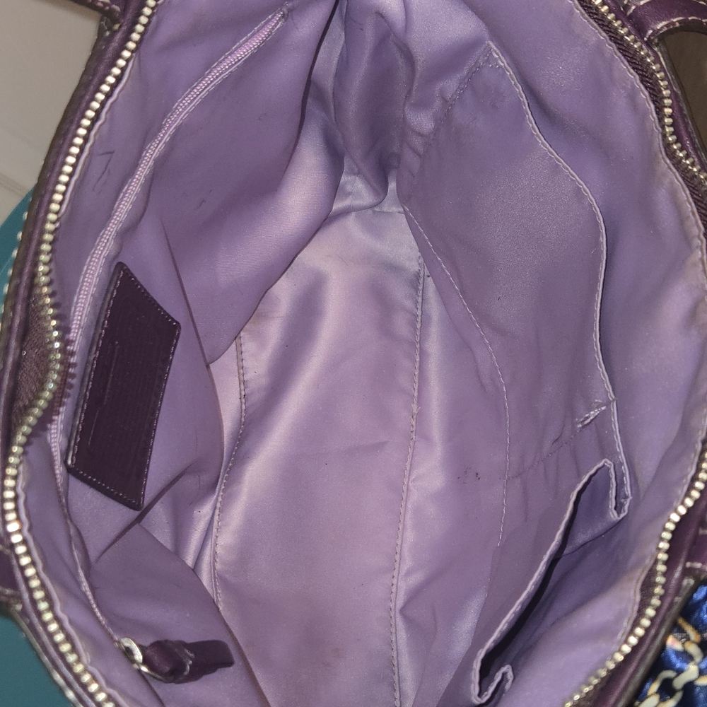 Coach Deep Purple Leather Tote - Picture 14 of 17